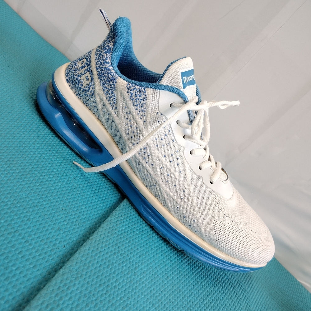 Mens Running Athletic Shoes Sneakers Air - White Blue - Size 12 - Size EU 46